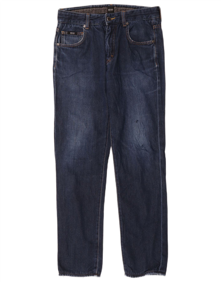 Jeans dritti da uomo vestibilità regolare Hugo Boss W30 L29 cotone blu