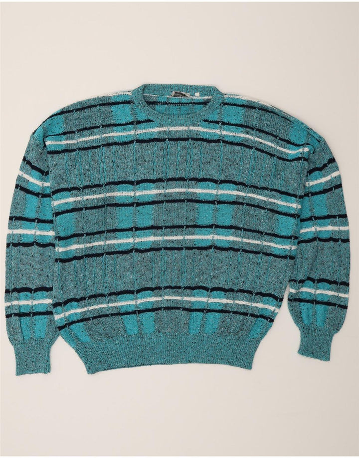 Maglione maglione girocollo da uomo Les Jacquelines IT 52 grandi righe blu