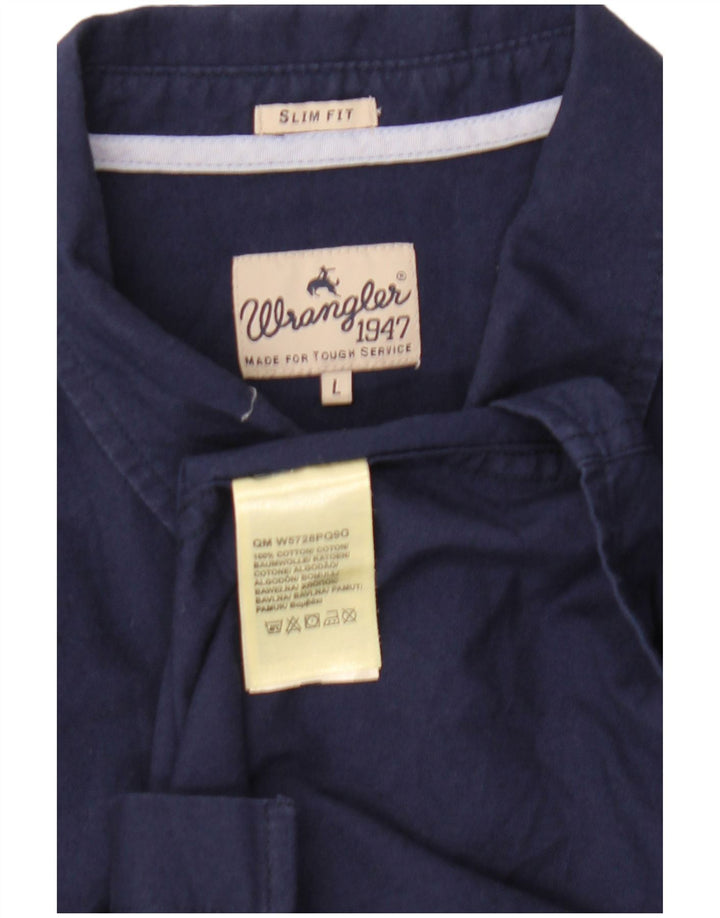 Camicia Wrangler da uomo slim fit grande in cotone blu navy