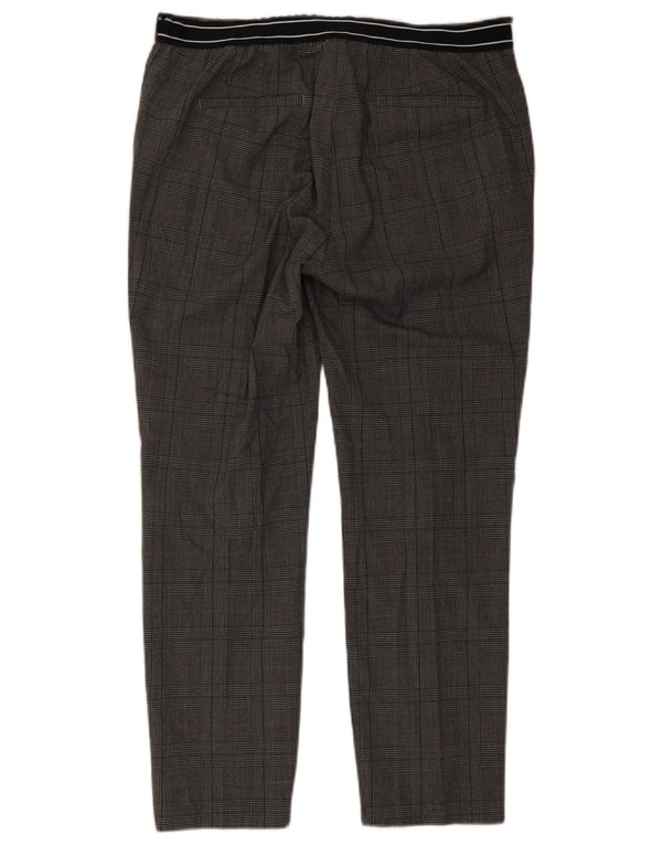 Pantaloni chino slim da donna Zara XL W32 L27 poliestere a quadri grigi