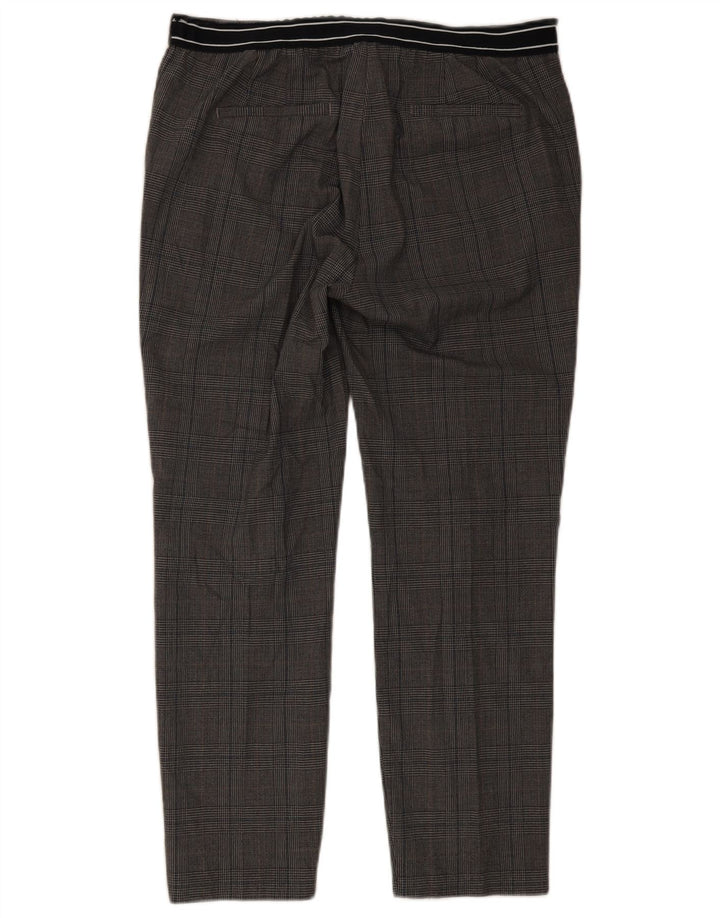 Pantaloni chino slim da donna Zara XL W32 L27 poliestere a quadri grigi