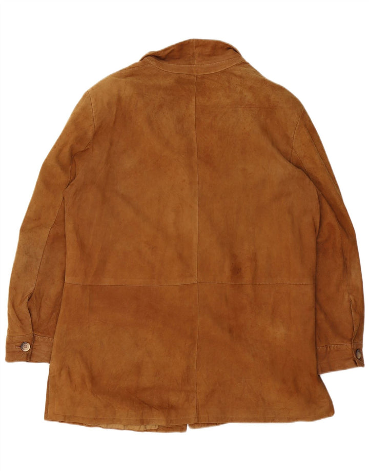 Soprabito vintage in pelle scamosciata da donna UK 18 XL in pelle marrone