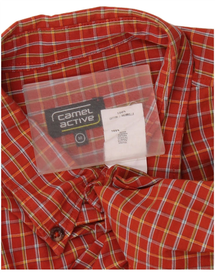 Camicia a maniche corte da uomo Camel Active in cotone a quadri rosso medio
