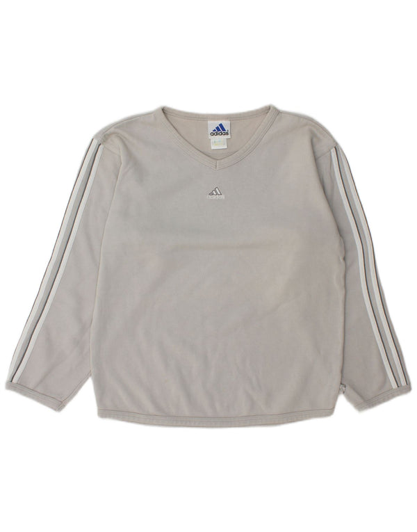 Felpa oversize da donna Adidas maglione UK 10 piccolo cotone grigio