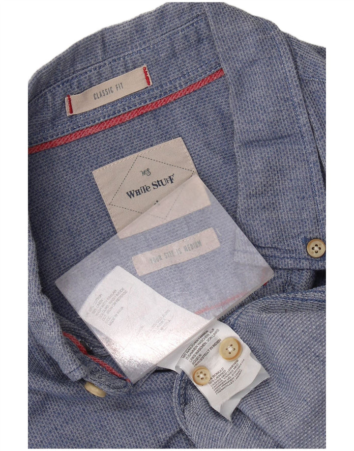 WHITE STUFF Camicia da uomo vestibilità classica in cotone blu medio