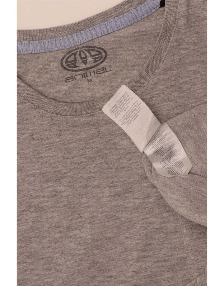 T-shirt grafica da uomo con animali in cotone grigio medio