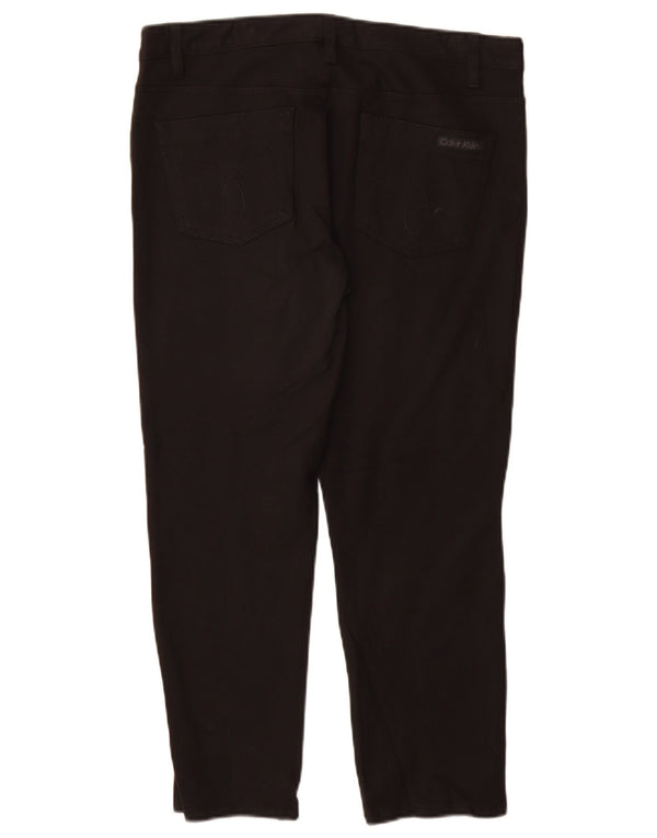 CALVIN KLEIN Pantaloni casual slim da donna US 12 Large W30 L26 Viscosa nera