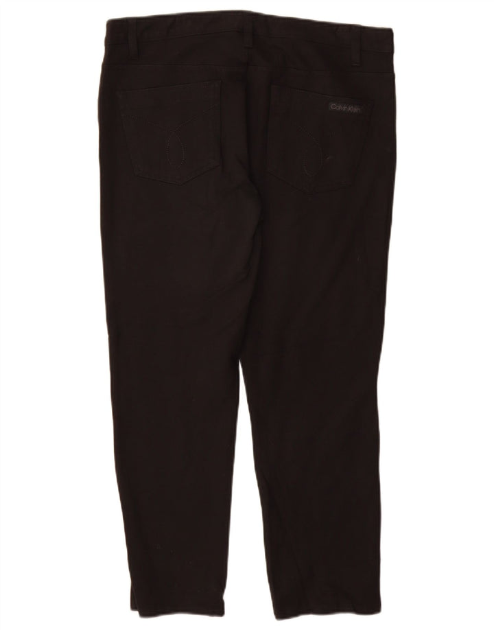 CALVIN KLEIN Pantaloni casual slim da donna US 12 Large W30 L26 Viscosa nera