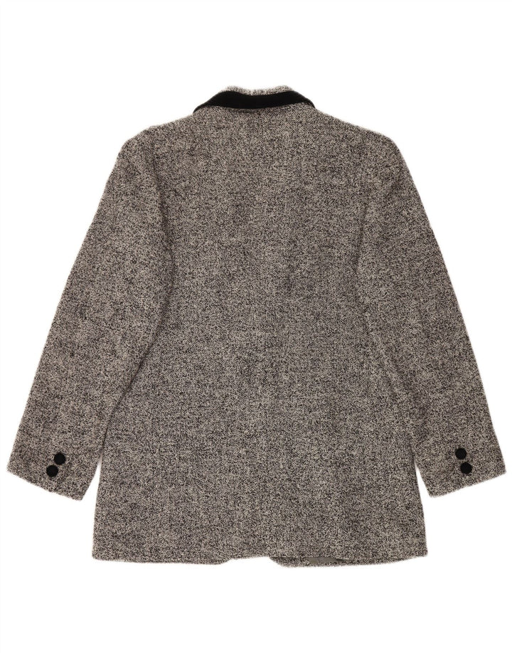 Giacca blazer vintage da donna a 2 bottoni IT 48 XL lana screziata grigia
