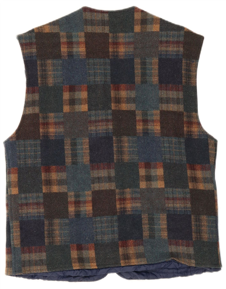 Gilet vintage da uomo IT 48 medio in lana a quadri multicolore