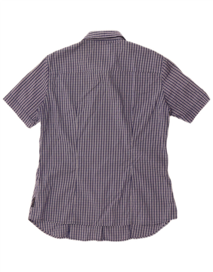 Camicia a maniche corte da donna Armani Jeans US 8 cotone medio a quadri blu navy