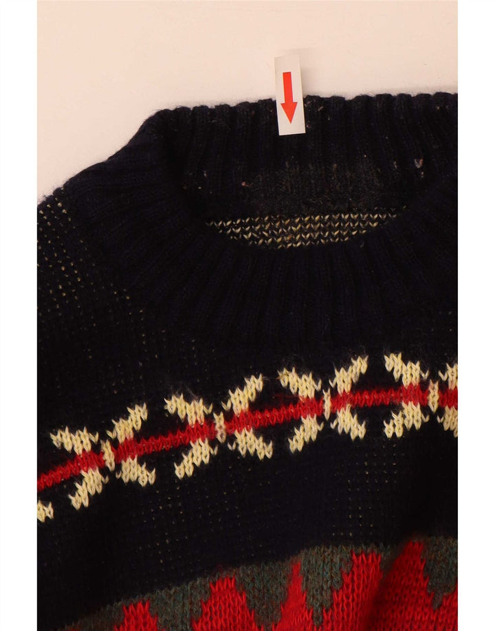 Maglione maglione girocollo da uomo vintage grande Fair Isle multicolore