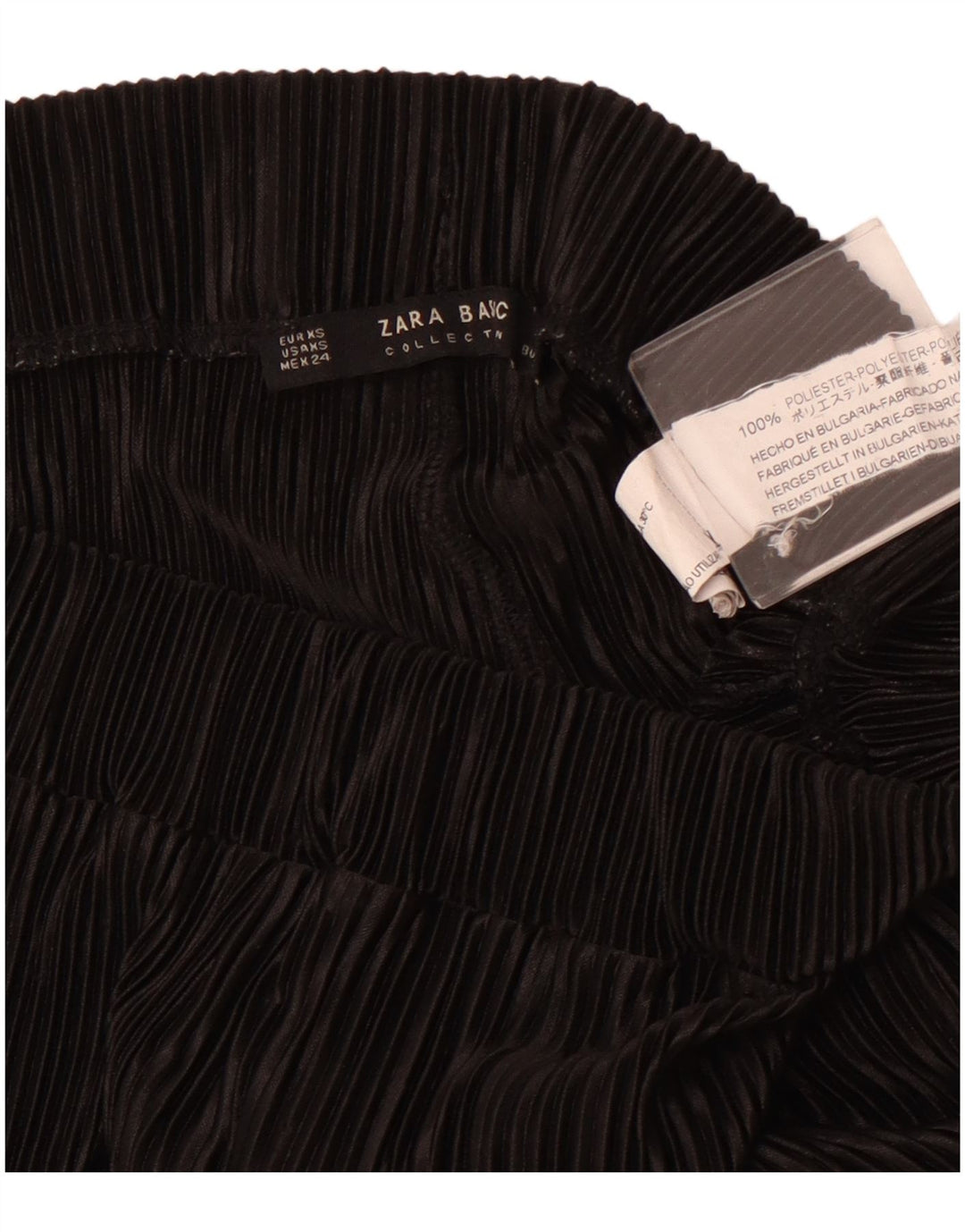 Pantaloni Capri a Gamba Larga da Donna ZARA XS W24 L23 Poliestere Nero