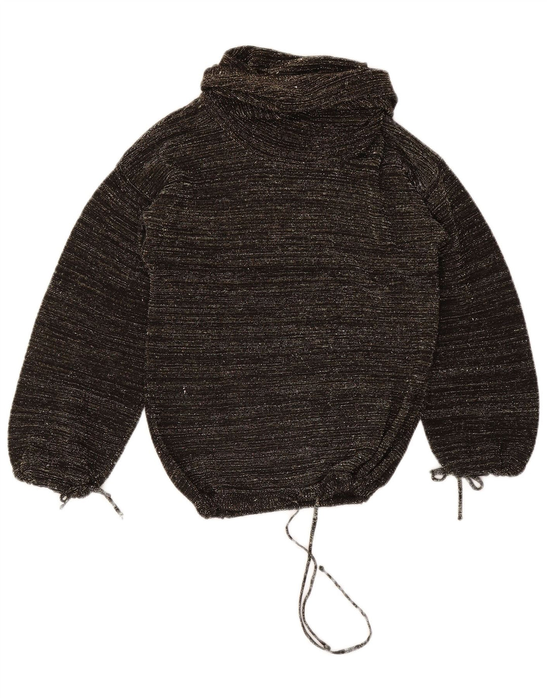 Maglione maglione vintage da donna con collo alto EU 40 medio nero screziato