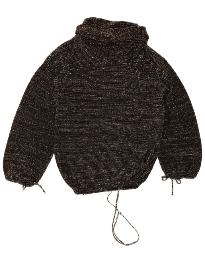 Maglione maglione vintage da donna con collo alto EU 40 medio nero screziato