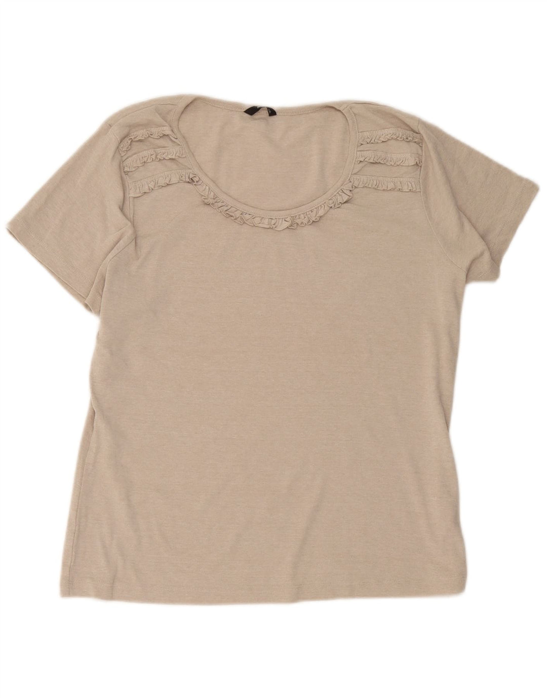 Top camicetta da donna con volant sul davanti M&Co UK 20 2XL Cotone beige