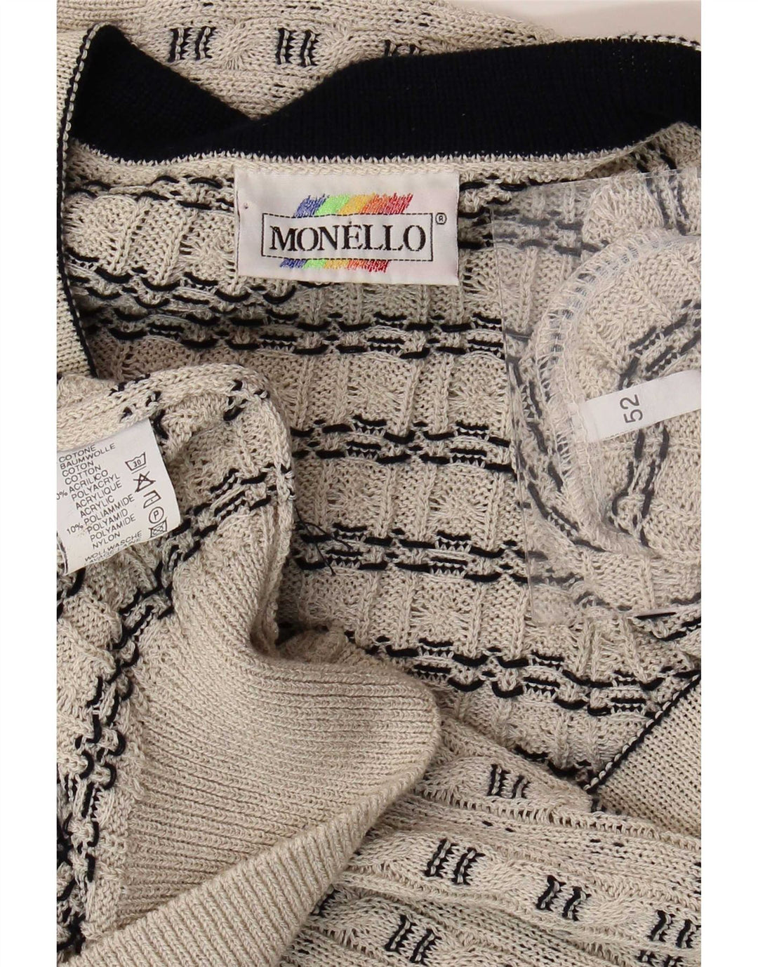 Maglione da uomo con scollo a V Monello IT 52 Cotone a righe grandi beige