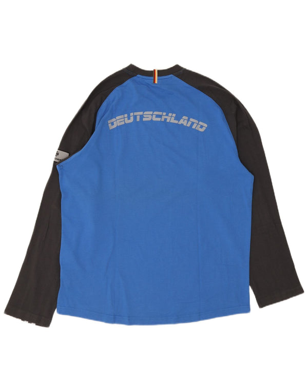 Adidas Uomo Deutshland Graphic Top Manica Lunga UK 44/46 Grande Blu