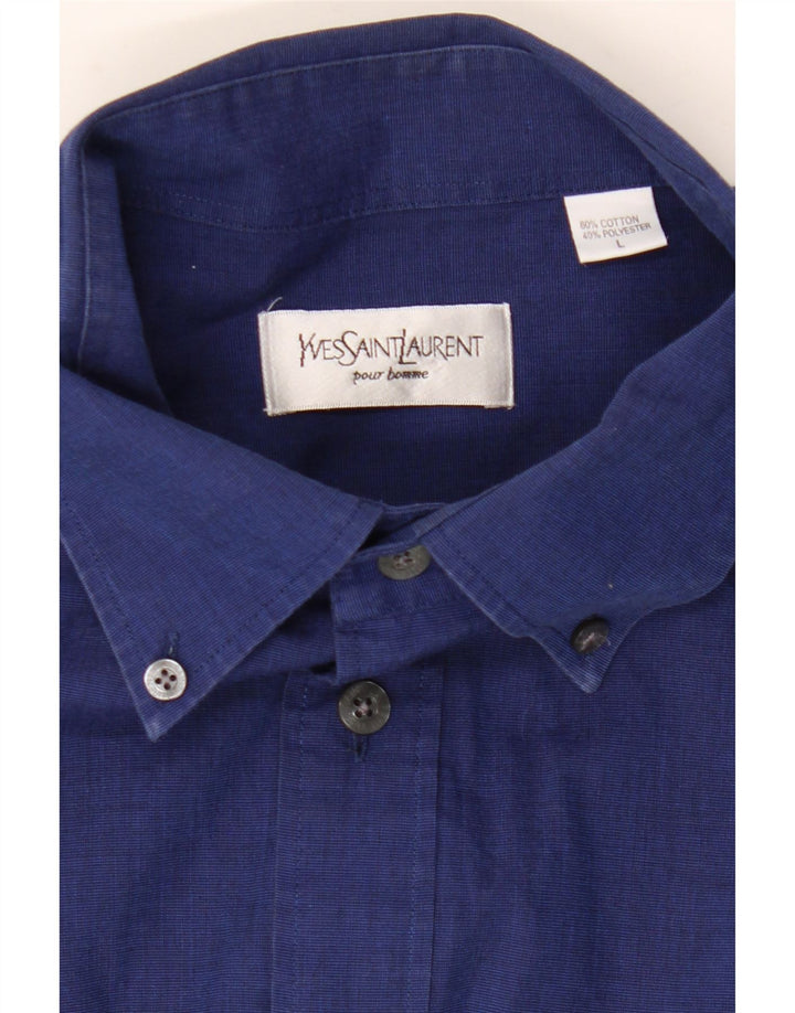 Camicia da uomo Yves Saint Laurent grande in cotone blu navy