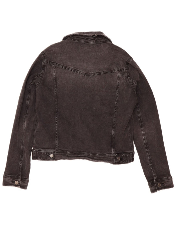 Giacca corta in denim da donna Zara UK 16 grande cotone nero