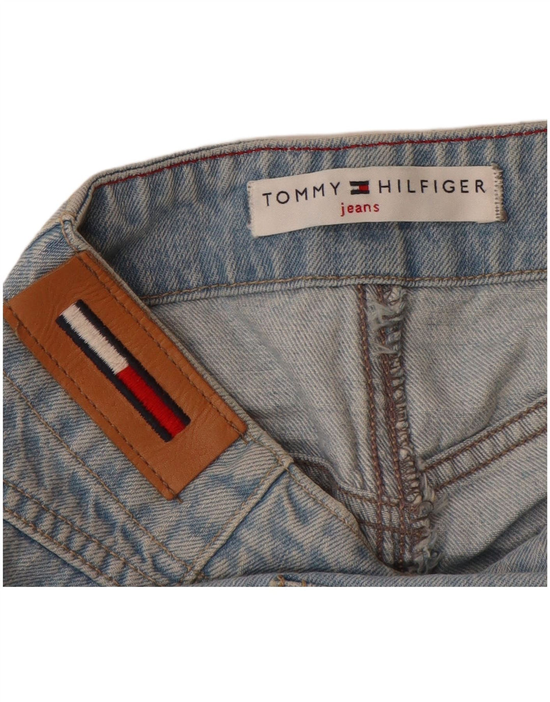 TOMMY HILFIGER Gonna di jeans a vita alta da donna US 10 Large W30 Cotone blu
