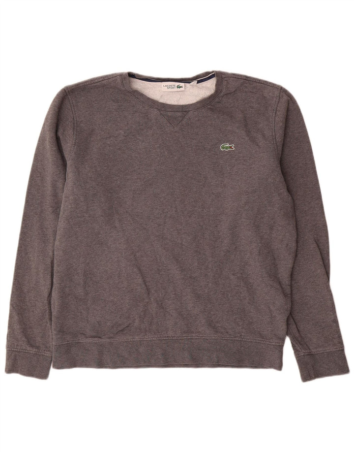 Felpa da uomo Lacoste maglione taglia 5 grande in cotone grigio
