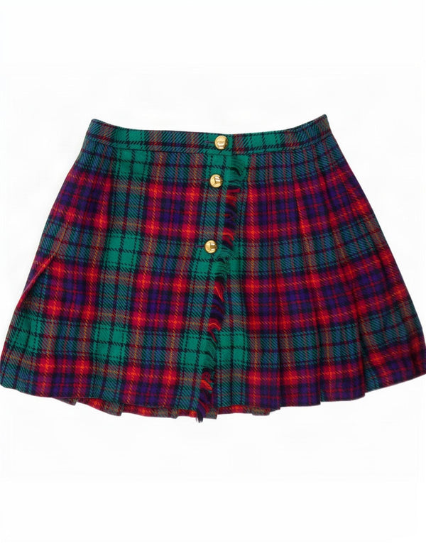 Gonna a portafoglio vintage da donna a vita alta IT 46 grande plaid multicolore W30