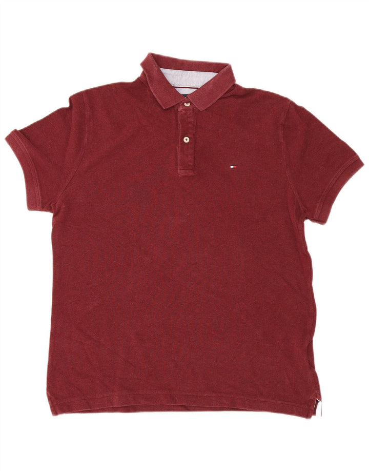 Polo da uomo Tommy Hilfiger in cotone bordeaux medio