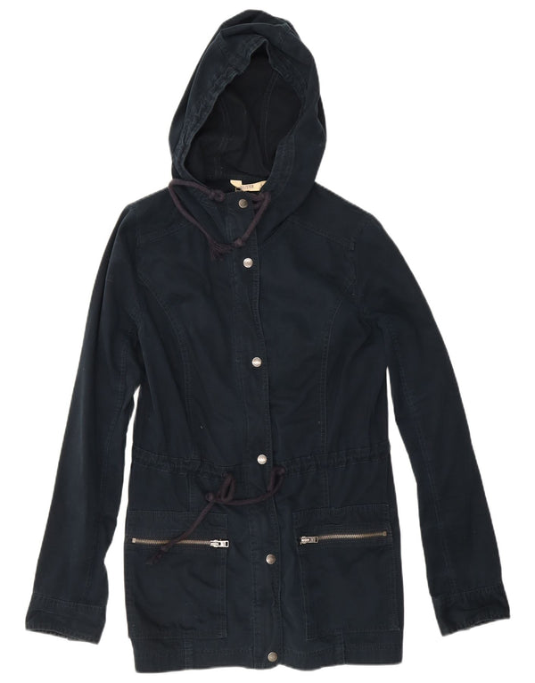 Giacca multiuso con cappuccio Hollister da donna UK 14 Large in cotone blu navy