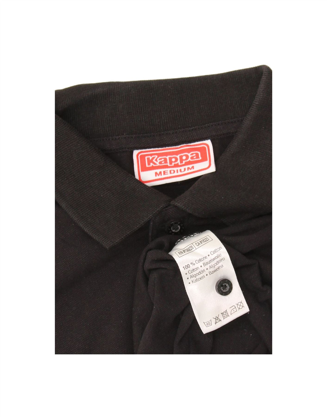 KAPPA Mens Polo Shirt Medium Black Cotton