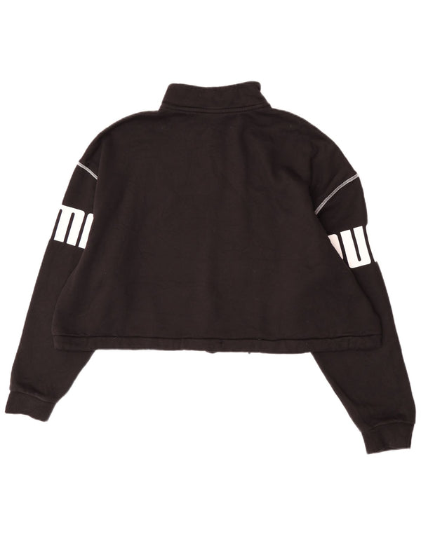 Felpa da donna con collo con zip e grafica corta Puma, maglione UK 20 2XL cotone nero