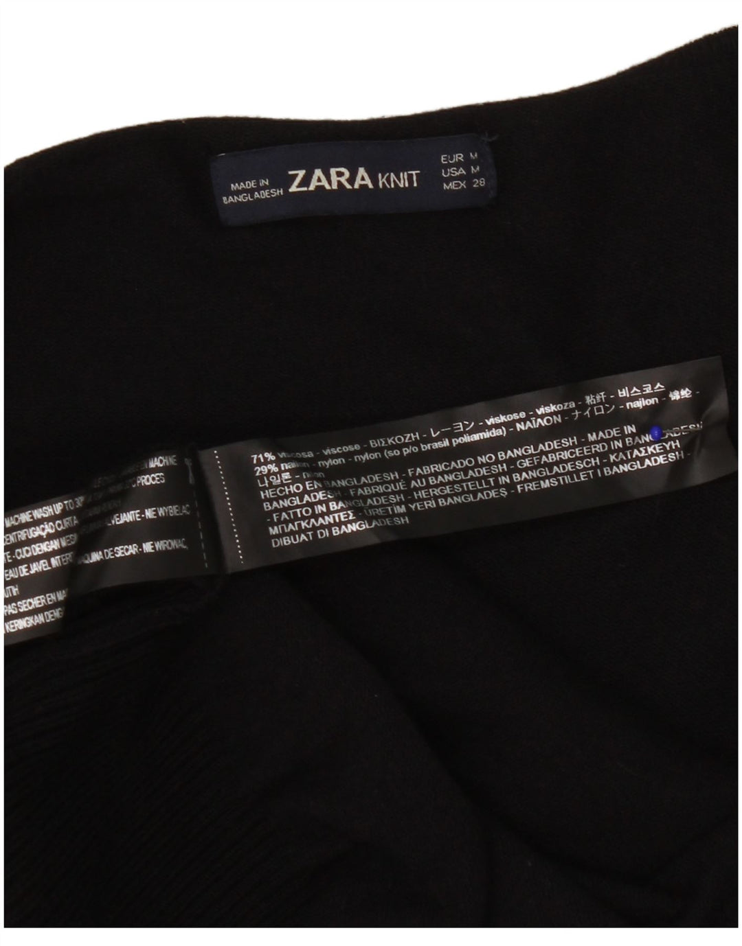 Maglione cardigan aperto da donna Zara UK 14 viscosa nera media