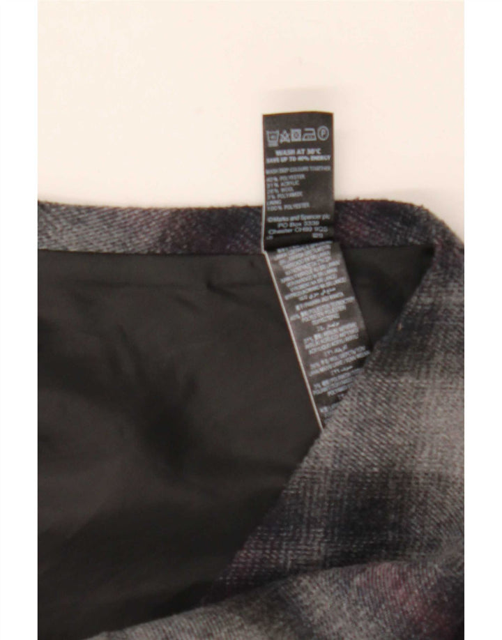 Gonna svasata da donna Marks & Spencer UK 12 media W30 poliestere scozzese grigio