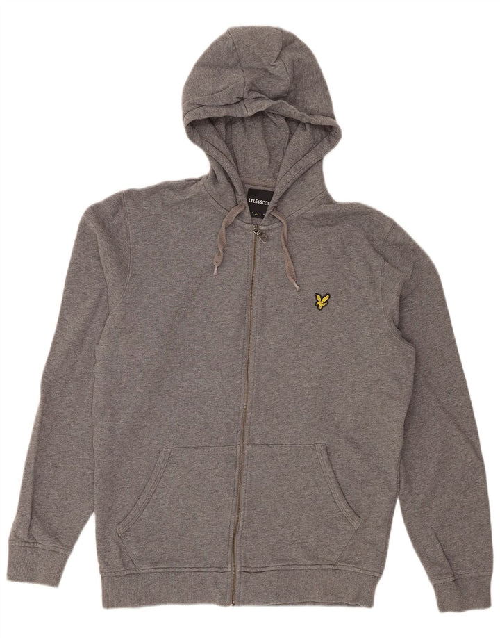 Maglione con cappuccio e zip da uomo Lyle & Scott in cotone screziato grigio medio