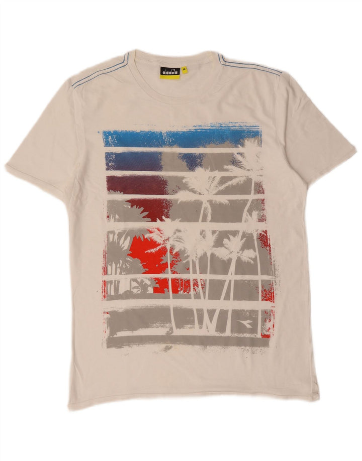 T-shirt grafica da uomo Diadora Top in cotone bianco medio