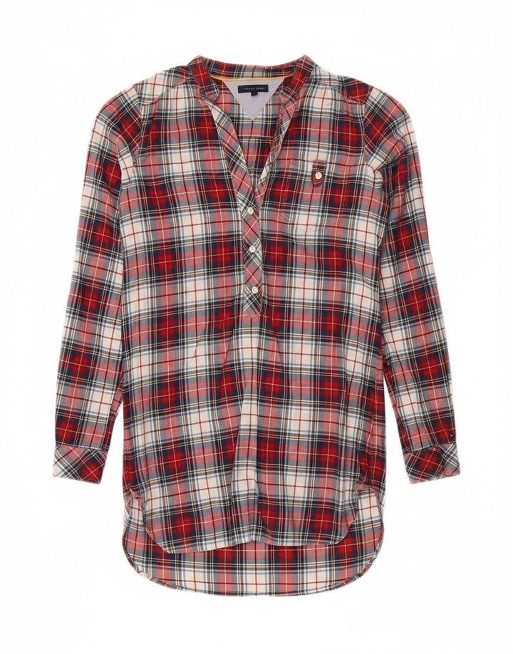 TOMMY HILFIGER Womens Pullover Shirt Dress US 8 Medium Red Check Cotton