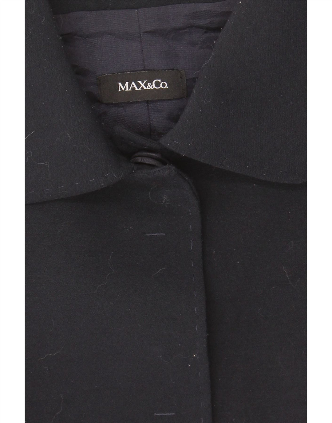 MAX & CO. Womens Blazer Jacket UK 12 Medium  Navy Blue Polyester Vintage Max & Co. and Second-Hand Max & Co. from Messina Hembry 