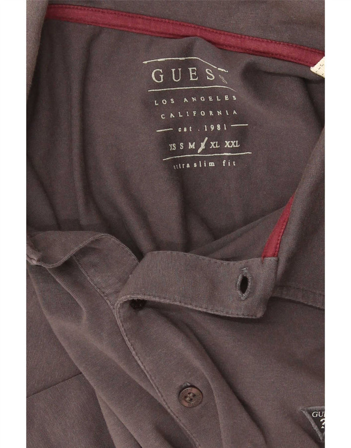 Polo Guess da uomo a maniche lunghe extra slim fit grande grigia