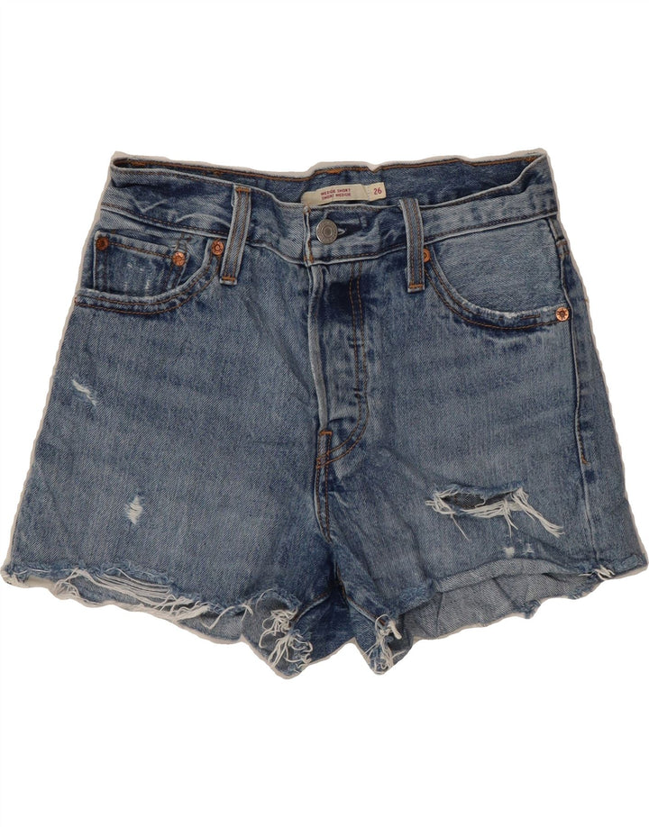 LEVI'S Womens Wedgie Denim Shorts W26 Small Blue Vintage Levi's and Second-Hand Levi's from Messina Hembry 