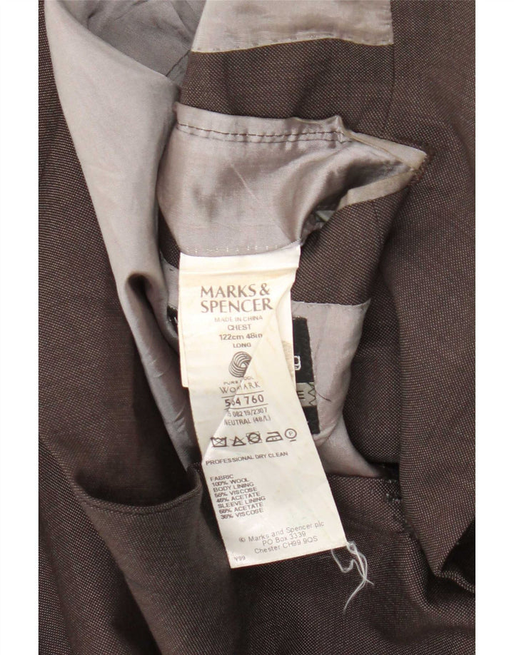 Marks & Spencer Giacca lunga da uomo a 2 bottoni UK 48 2XL Marrone Lana