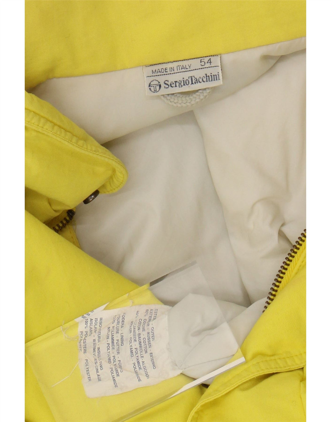 SERGIO TACCHINI Giacca da sci con cappuccio grafica da uomo IT 54 2XL Cotone giallo