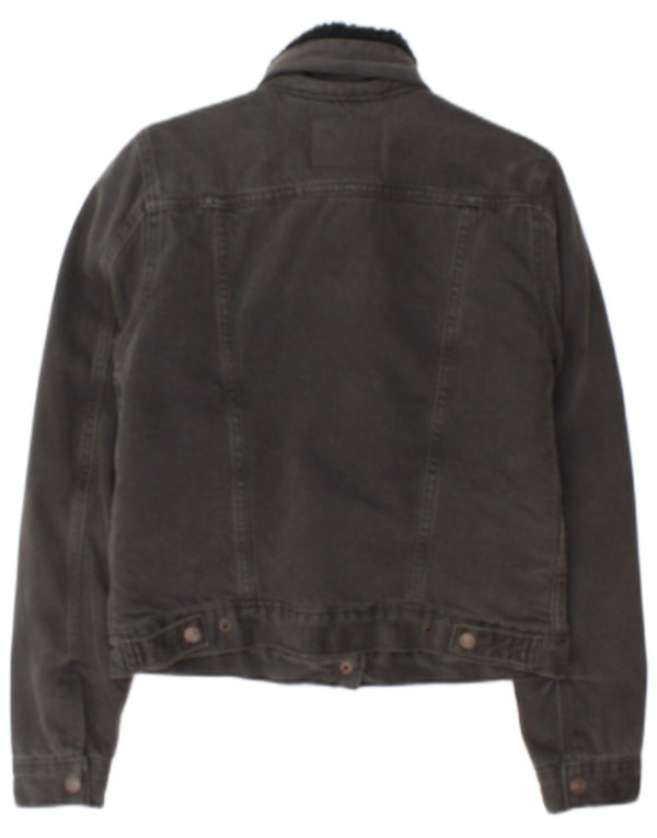 Giacca in denim Sherpa da donna Levi's UK 10 piccola in cotone grigio