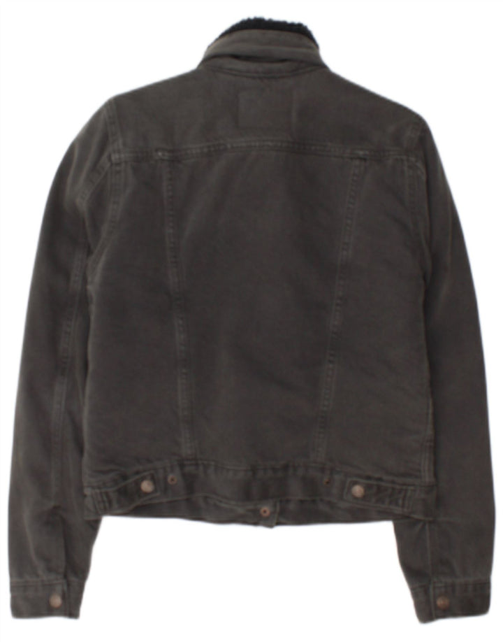 Giacca in denim Sherpa da donna Levi's UK 10 piccola in cotone grigio