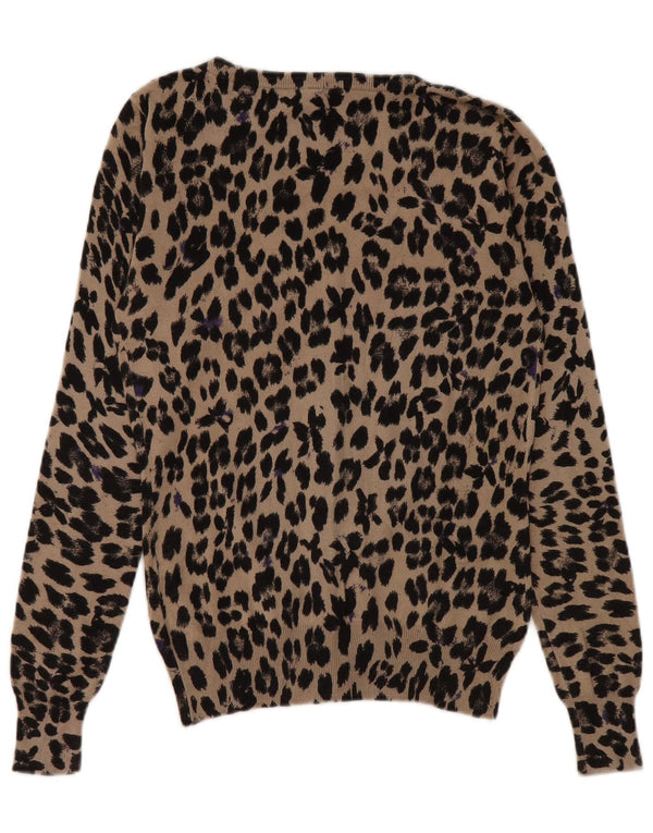 Maglione cardigan corto da donna Guess UK 10 piccola stampa animalier beige