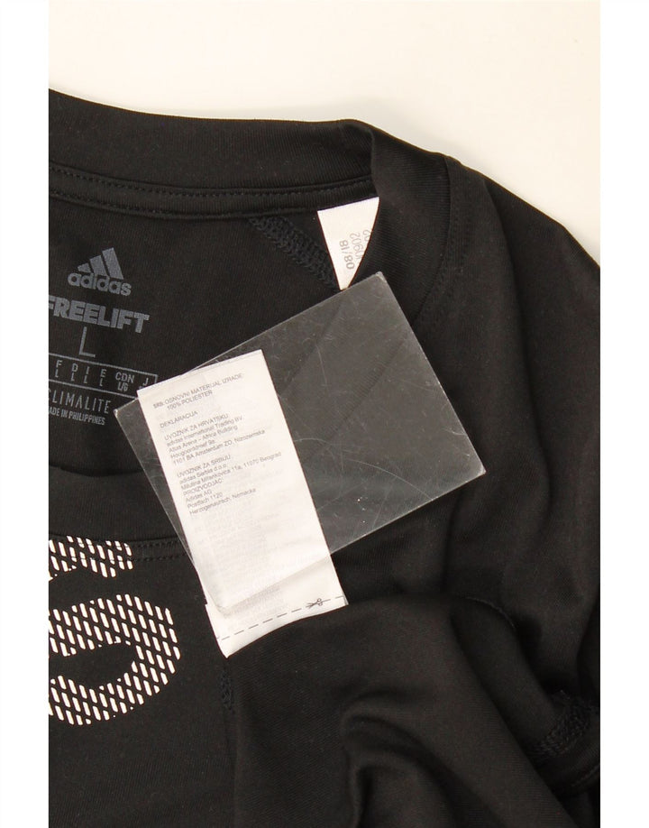 T-shirt grafica ADIDAS da uomo Climalite, grande, in poliestere nero