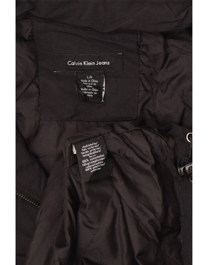 Giacca a vento con cappuccio da uomo Calvin Klein Jeans UK 40 Large in nylon nero