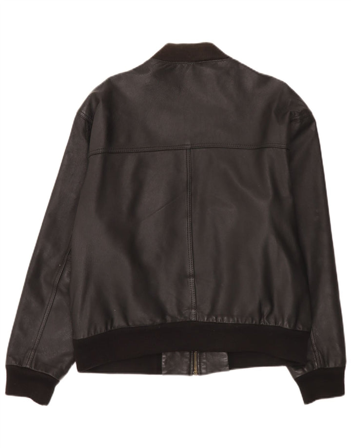 Giacca bomber in pelle da uomo vintage UK 38 media nera