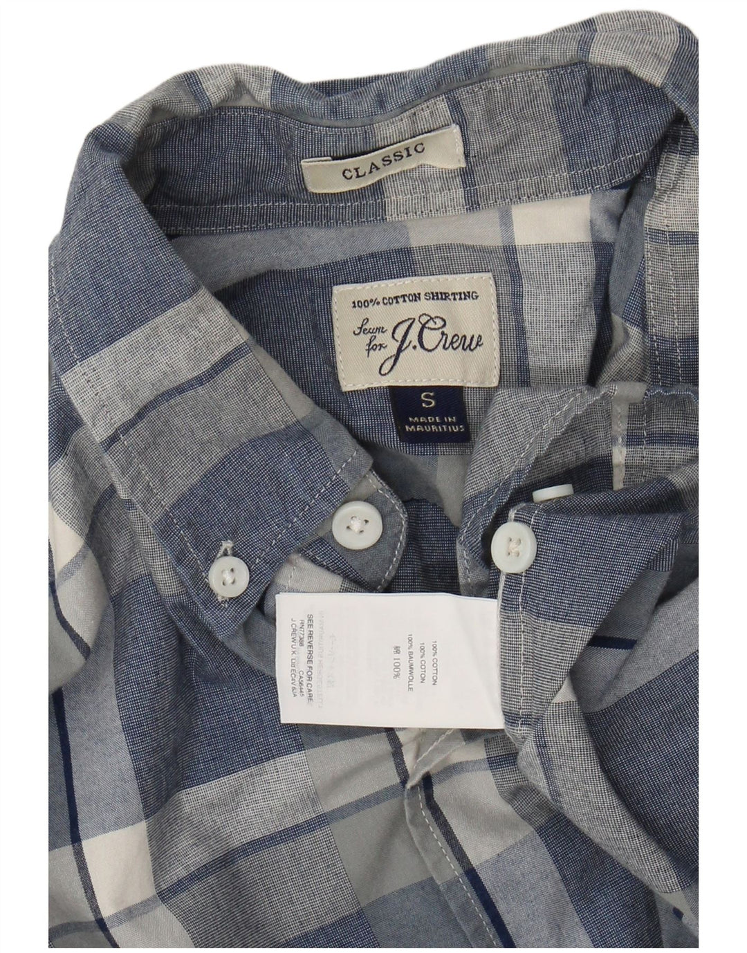 J. CREW Camicia da uomo dalla vestibilità classica, in cotone a quadri blu piccolo