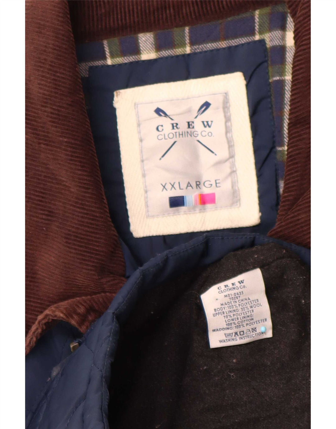 Crew Clothing Giacca trapuntata da uomo UK 44 2XL Poliestere color block blu navy