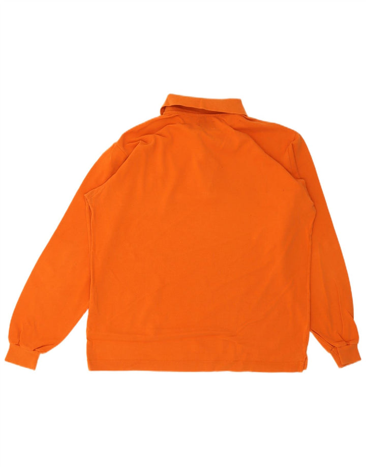 Polo da uomo a maniche lunghe Rifle in cotone arancione medio